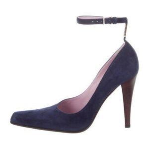 Sergio Rossi Dark Blue Suede  Size 6 -high heels -Brand new, in box,  unworn
